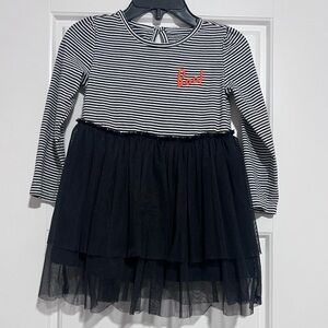 NWOT. Carter's Black and White Striped Halloween Dress with Orange “Boo”